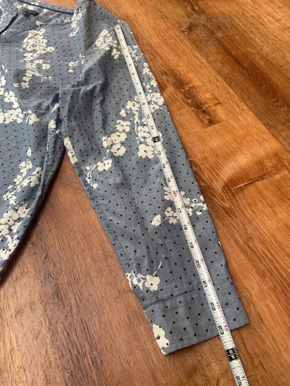 Talbots Floral Chambray Swiss Dot Blouse Top Size 1X V Neck Spring